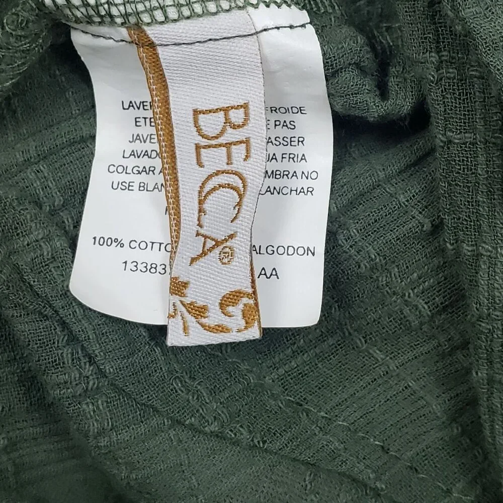 BECCA Playa Textured Collared Wrap Shirtdress Cover-Up Size Small Cactus Green - Picture 2 of 16